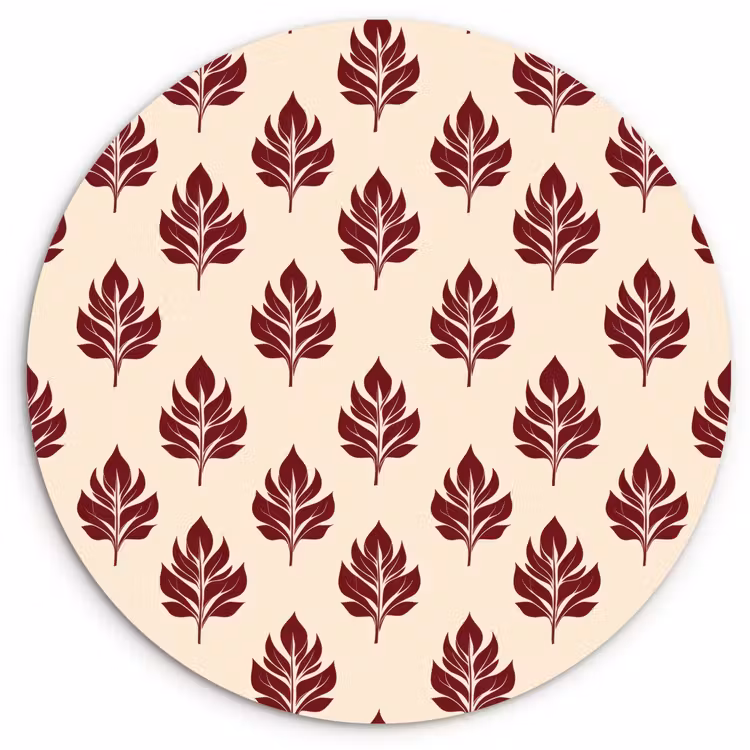 Botanisch - Patroon - Bordeaux Wandcirkel kunststof plaat 5mm dik klein 188 -3d