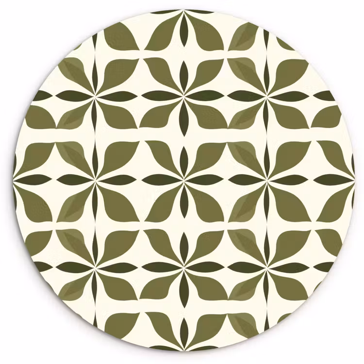 Botanisch - Retro - Groen Wandcirkel kunststof plaat 5mm dik klein 188 -3d