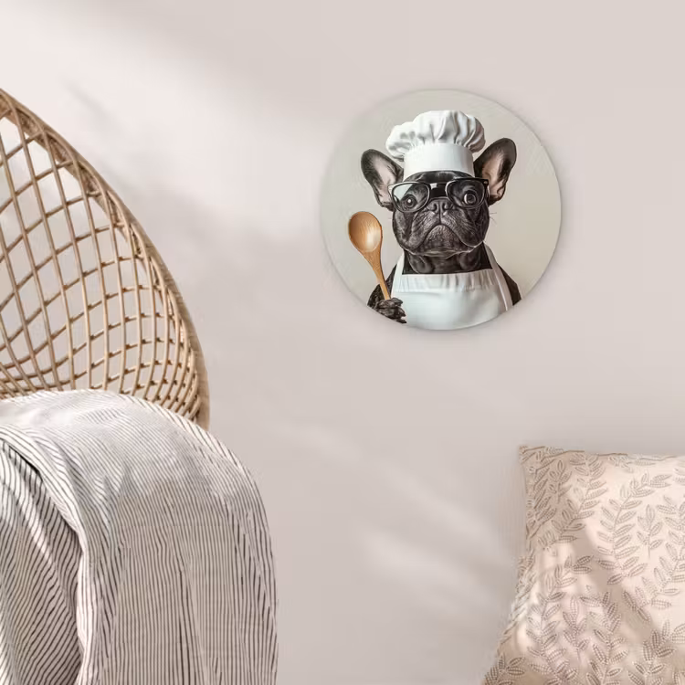 Bril - Hond - Kok Wandcirkel kunststof plaat 5mm dik klein -sfeer5