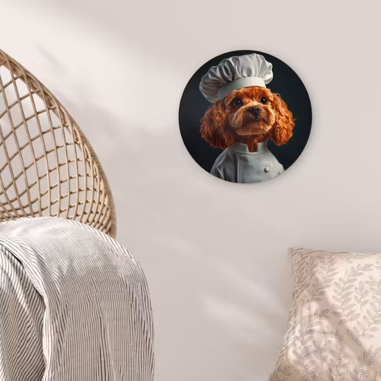 Bruin - Kok - Hondje Wandcirkel kunststof plaat 5mm dik klein -sfeer5