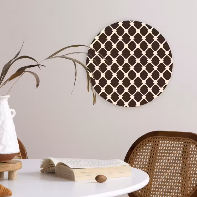 Bruin - Ruitpatroon - Geometrisch Wandcirkel kunststof plaat 5mm dik klein 188 -sfeer4