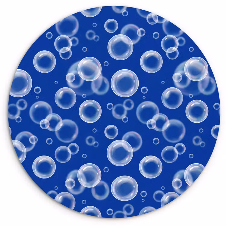 Bubbels - Patroon - Blauw Wandcirkel kunststof plaat 5mm dik klein -3d