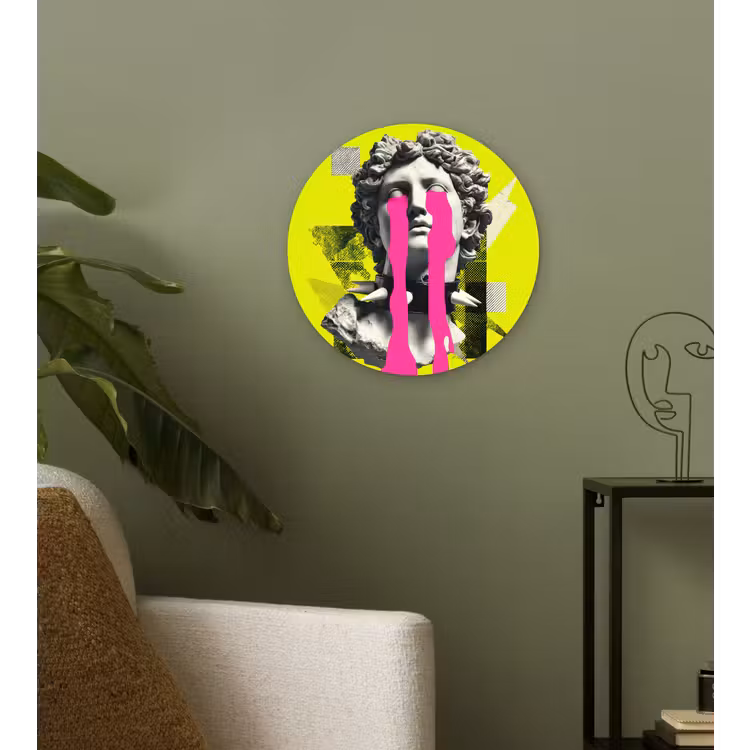 Buste - Verf - Geel Wandcirkel kunststof plaat 5mm dik klein -sfeer3