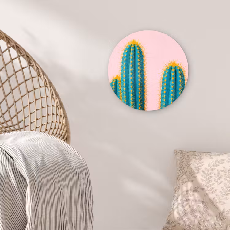 Cactussen - Modern - Pastel Wandcirkel kunststof plaat 5mm dik klein -sfeer5