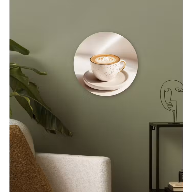 Cappuccino - Schuim - Schotel - Beige Wandcirkel kunststof plaat 5mm dik klein -sfeer3