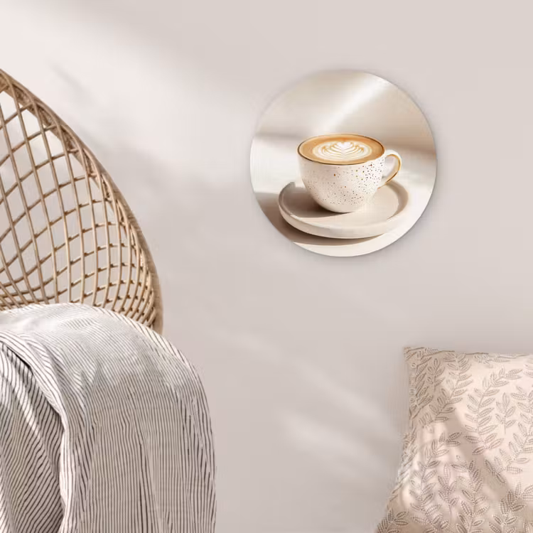 Cappuccino - Schuim - Schotel - Beige Wandcirkel kunststof plaat 5mm dik klein -sfeer5