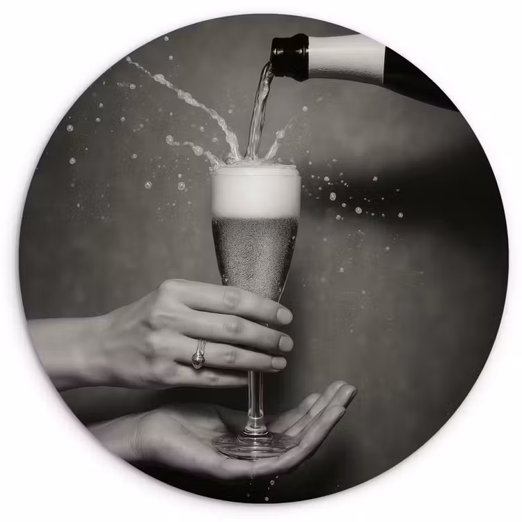 Champagnefles - Glas - Minimalistisch - Spetters Wandcirkel kunststof plaat 5mm dik klein -3d