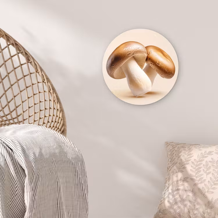 Champignons - Zacht - Beige Wandcirkel kunststof plaat 5mm dik klein -sfeer5