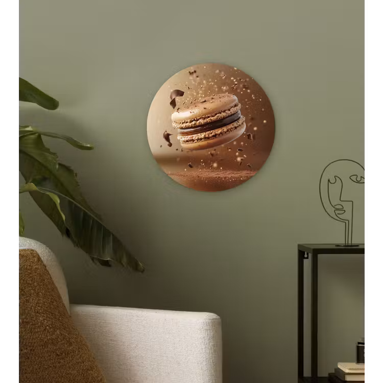 Chocolade - Macarons - Eten - Snoep Wandcirkel kunststof plaat 5mm dik klein -sfeer3
