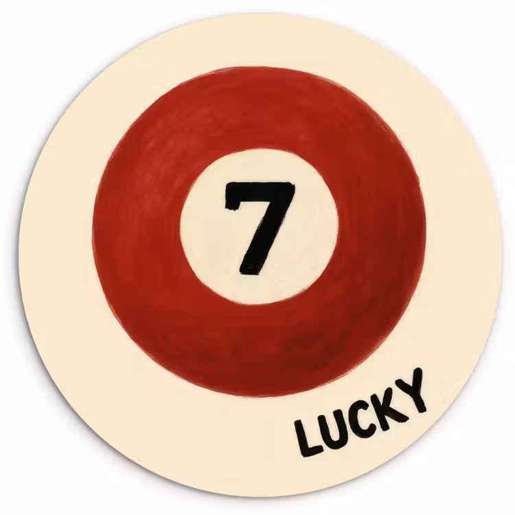 Cirkel - Zeven - Lucky - Rood Wandcirkel kunststof plaat 5mm dik klein -3d