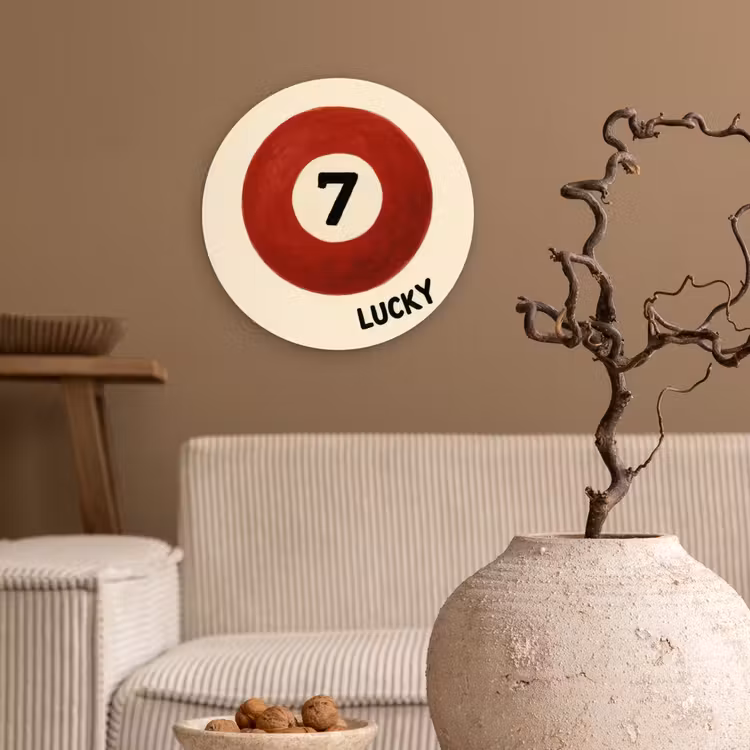 Cirkel - Zeven - Lucky - Rood Wandcirkel kunststof plaat 5mm dik klein -sfeer1