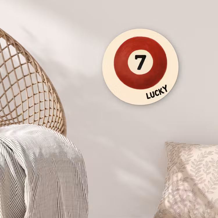 Cirkel - Zeven - Lucky - Rood Wandcirkel kunststof plaat 5mm dik klein -sfeer5