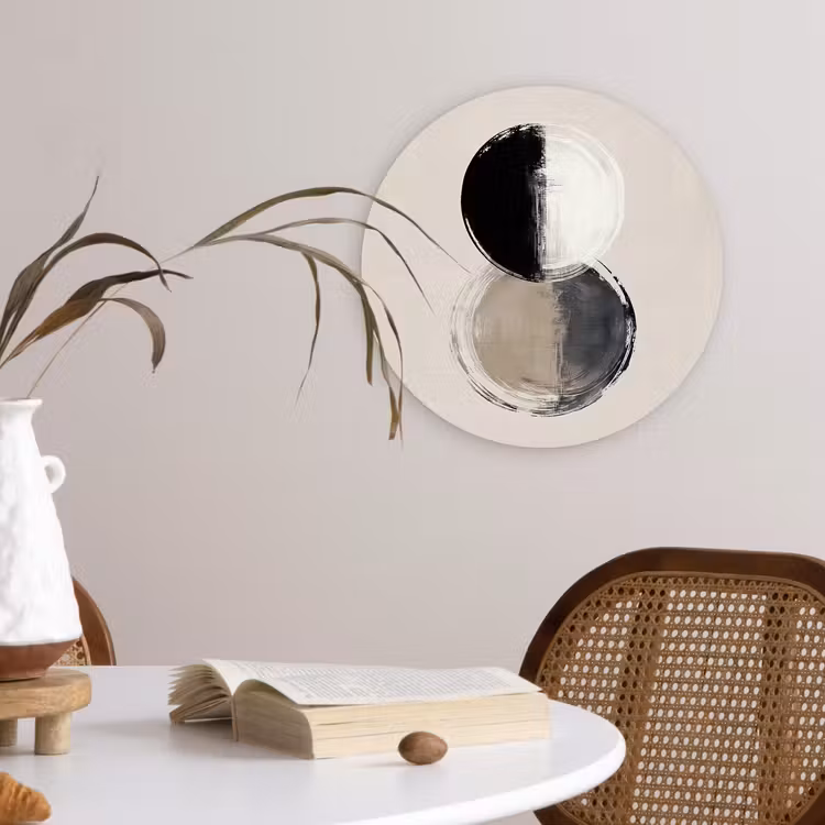 Cirkels - Strepen - Minimalistisch - Zwart Wandcirkel kunststof plaat 5mm dik klein -sfeer4