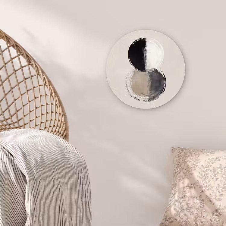 Cirkels - Strepen - Minimalistisch - Zwart Wandcirkel kunststof plaat 5mm dik klein -sfeer5