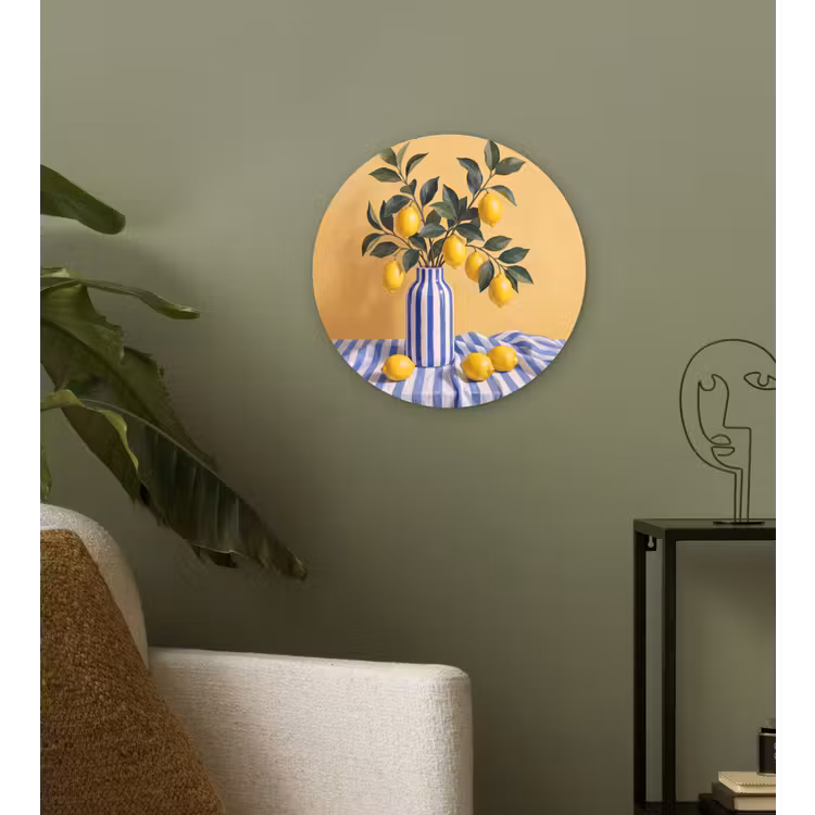 Muurcirkel - Citroen - Stilleven - Modern - Citroen - Stilleven - Modern Wandcirkel kunststof plaat 5mm dik klein