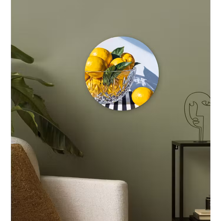 Muurcirkel - Citroenen - Fruit - Geel - Citroenen - Fruit - Geel Wandcirkel kunststof plaat 5mm dik klein