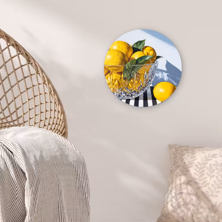 Muurcirkel - Citroenen - Fruit - Geel - Citroenen - Fruit - Geel Wandcirkel kunststof plaat 5mm dik klein