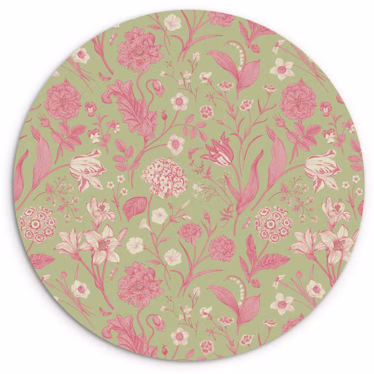 Classic - Pink - Mint Wandcirkel kunststof plaat 5mm dik klein 188 -3d