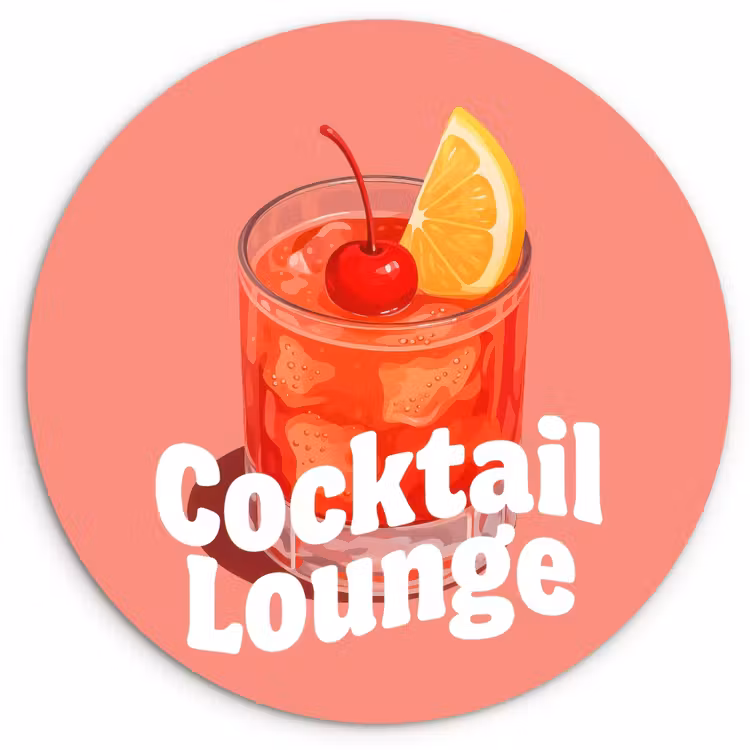 Cocktail Lounge - Glas - Koraal Wandcirkel kunststof plaat 5mm dik klein -3d