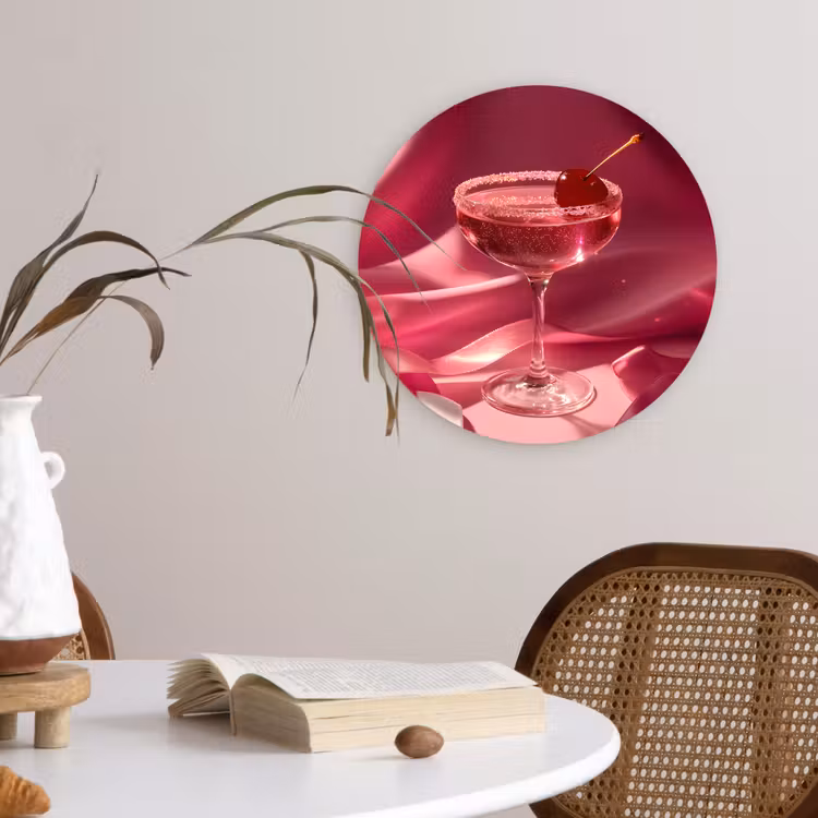 Cocktail - Pink - Luxe Wandcirkel kunststof plaat 5mm dik klein -sfeer4