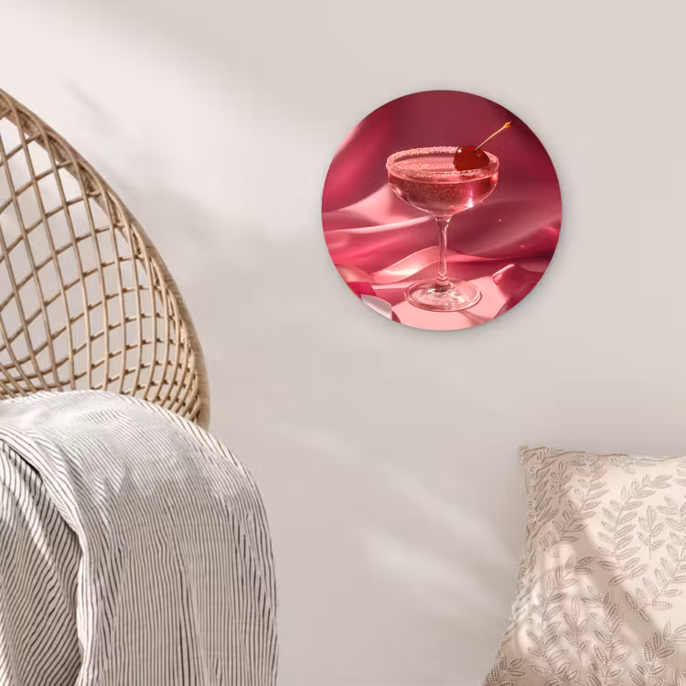 Cocktail - Pink - Luxe Wandcirkel kunststof plaat 5mm dik klein -sfeer5