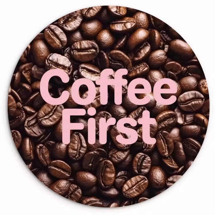 Coffee First - Koffiebonen - Roze Wandcirkel kunststof plaat 5mm dik klein -3d