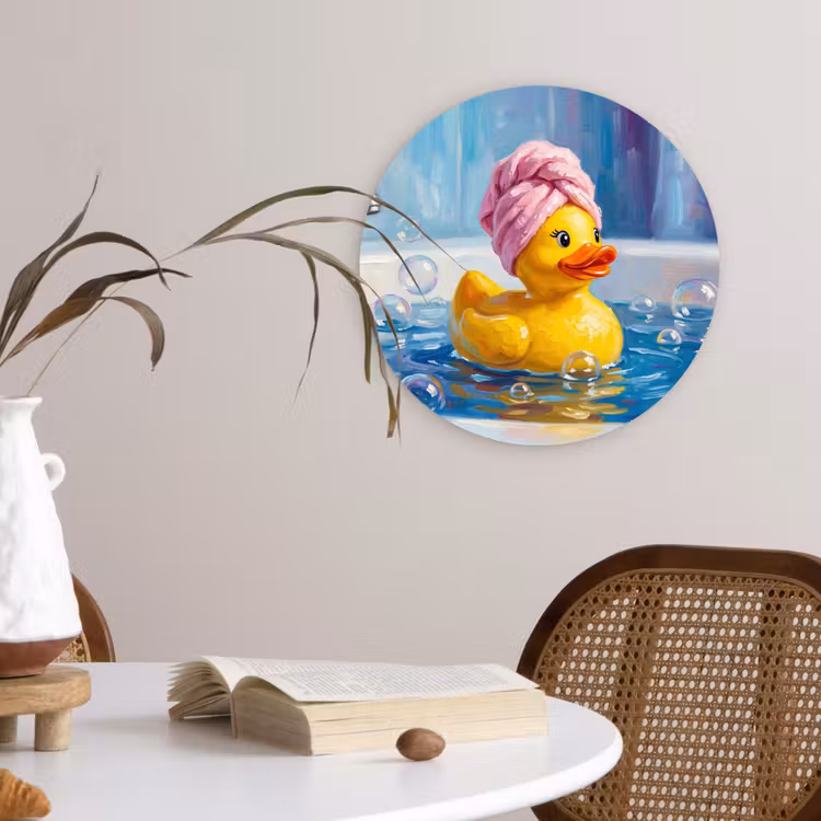 Creatief - Badeend - Kleurrijk Wandcirkel kunststof plaat 5mm dik klein -sfeer4