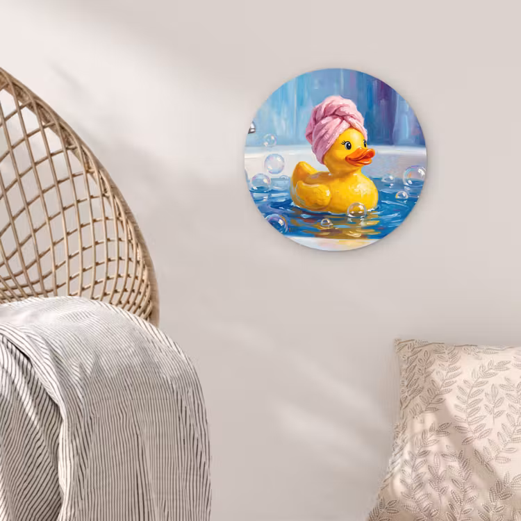Creatief - Badeend - Kleurrijk Wandcirkel kunststof plaat 5mm dik klein -sfeer5