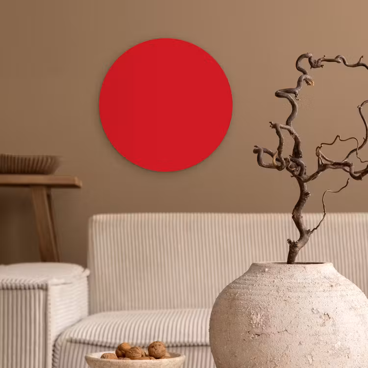 Crimson - Velvet - Rood Wandcirkel kunststof plaat 5mm dik klein 188 -sfeer1