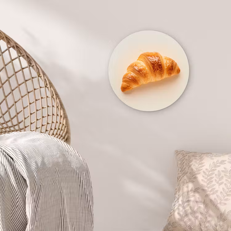 Croissant - Brood - Beige Wandcirkel kunststof plaat 5mm dik klein -sfeer5