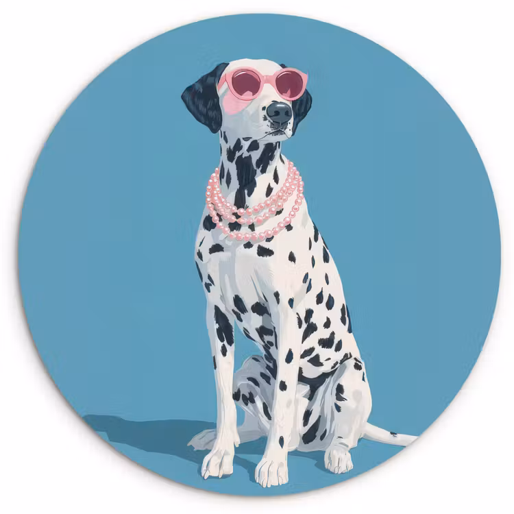 Dalmatiër - Zonnebril - Blauw Wandcirkel kunststof plaat 5mm dik klein -3d