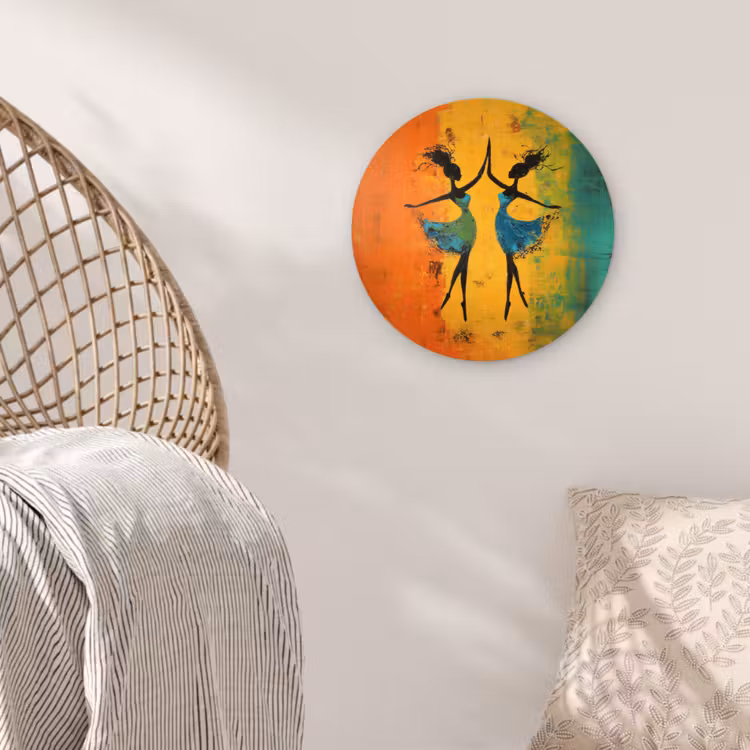 Dansen - Vrouwen - Verfstructuur Wandcirkel kunststof plaat 5mm dik klein -sfeer5