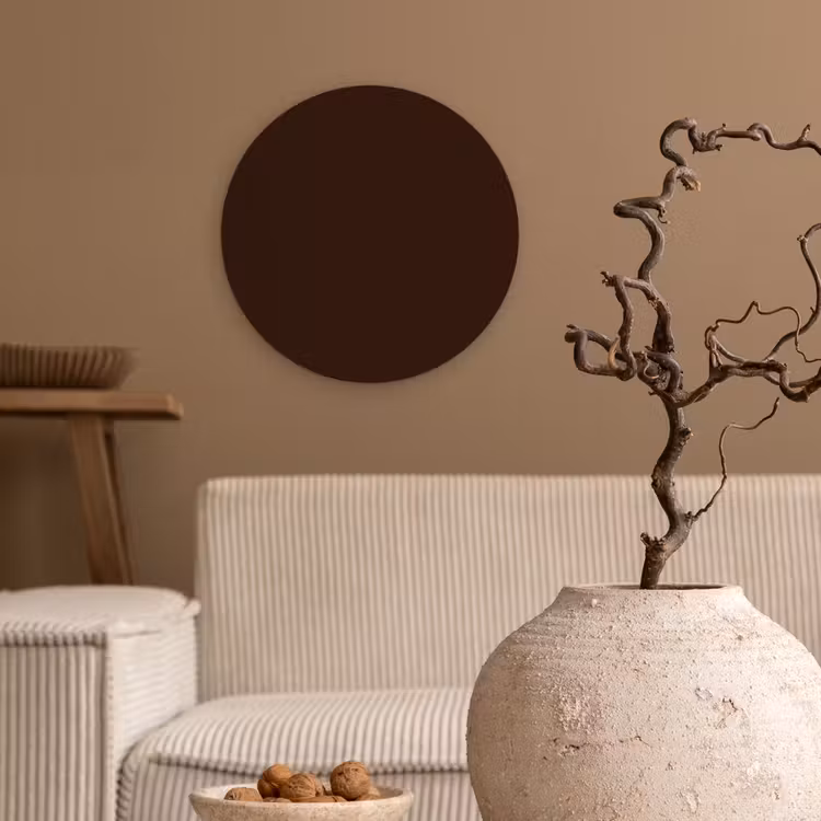 Dark - Chocolate - Bruin Wandcirkel kunststof plaat 5mm dik klein 188 -sfeer1
