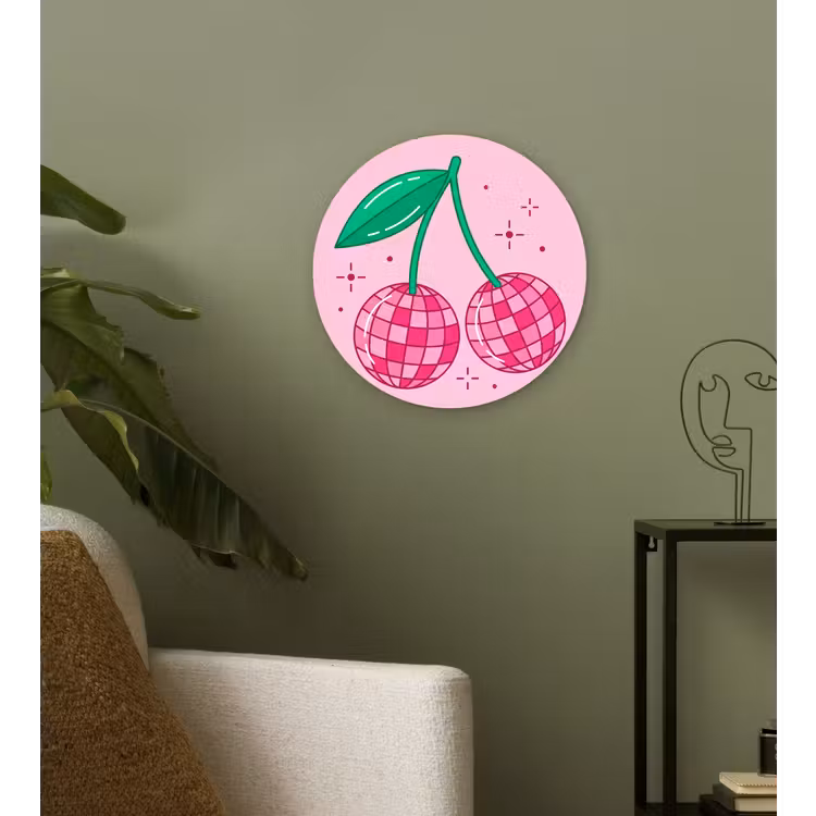 Decoratie - Disco-bal - Feest - Roze Wandcirkel kunststof plaat 5mm dik klein -sfeer3