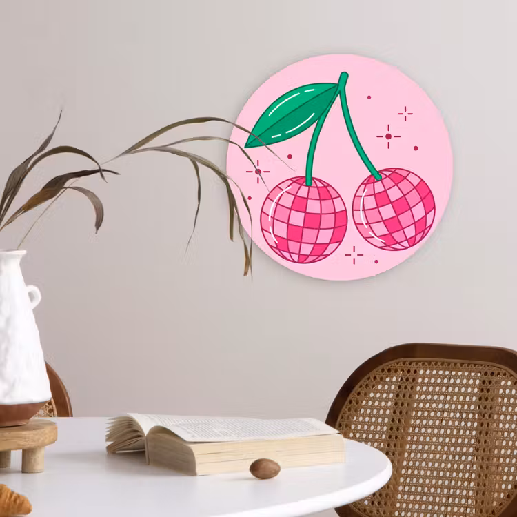 Decoratie - Disco-bal - Feest - Roze Wandcirkel kunststof plaat 5mm dik klein -sfeer4