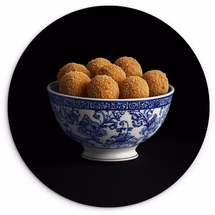 Delfts blauw - Bitterballen - Holland - Schaal Wandcirkel kunststof plaat 5mm dik klein -3d
