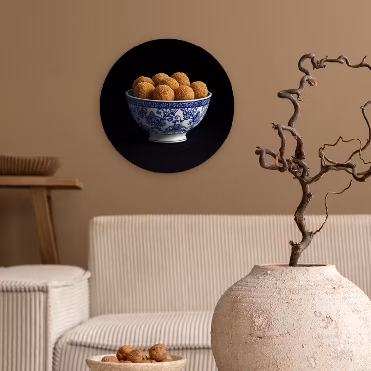 Delfts blauw - Bitterballen - Holland - Schaal Wandcirkel kunststof plaat 5mm dik klein -sfeer1