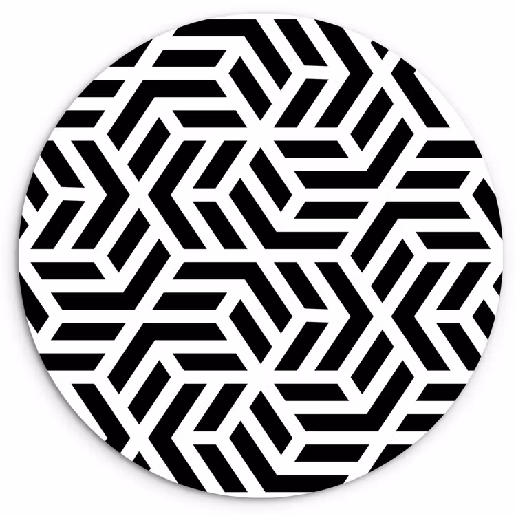 Design - Geometrie - Patroon - Zwart - Wit Wandcirkel kunststof plaat 5mm dik klein 188 -3d