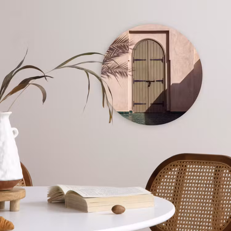 Deur - Hout - Architectuur - Groen - Rustiek Wandcirkel kunststof plaat 5mm dik klein -sfeer4