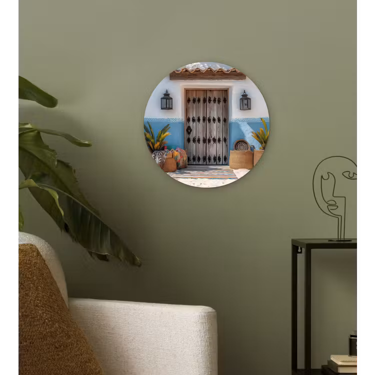 Deur - Manden - Planten Wandcirkel kunststof plaat 5mm dik klein -sfeer3