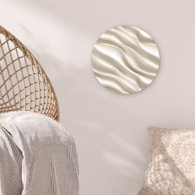 Diagonaal - Golven - Crème Wandcirkel kunststof plaat 5mm dik klein 188 -sfeer5