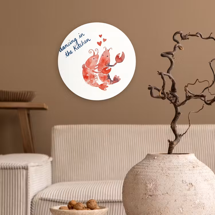 Dier - Dans - Liefde - Waterverf - Rood Wandcirkel kunststof plaat 5mm dik klein -sfeer1