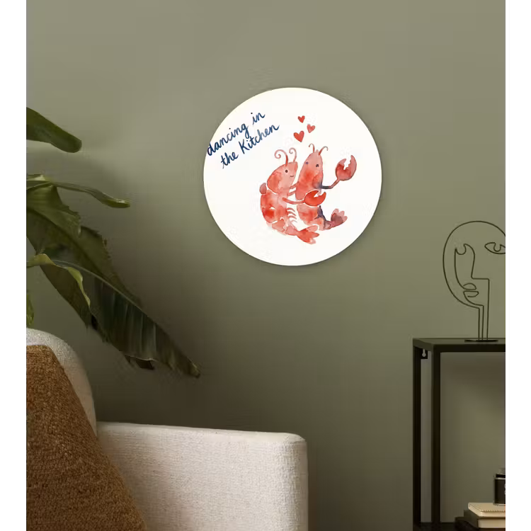 Dier - Dans - Liefde - Waterverf - Rood Wandcirkel kunststof plaat 5mm dik klein -sfeer3