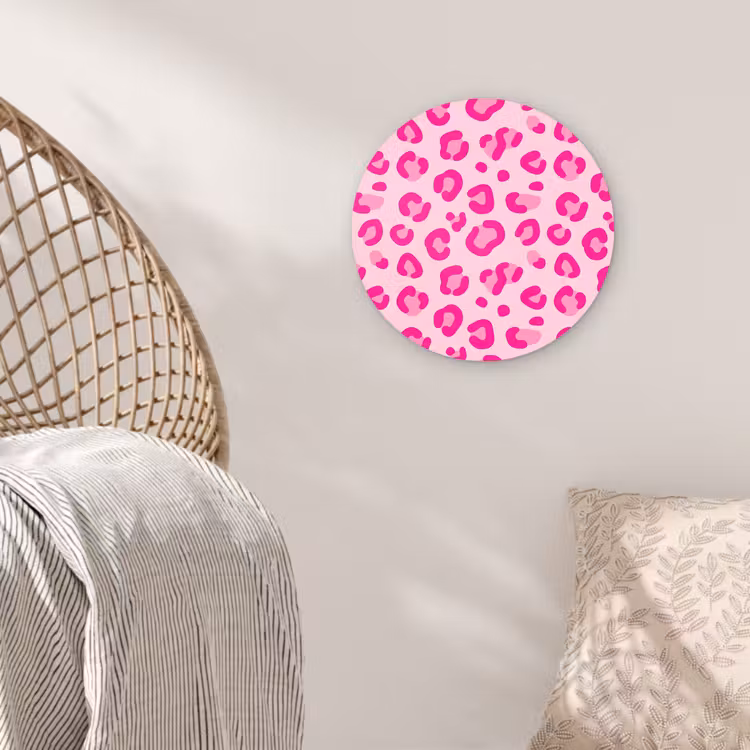 Dierenprint - Patroon - Abstract - Modern - Roze Wandcirkel kunststof plaat 5mm dik klein -sfeer5