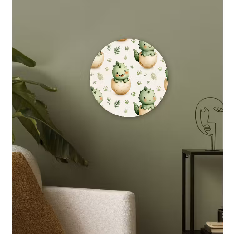 Dino - Eieren - Groen Wandcirkel kunststof plaat 5mm dik klein 188 -sfeer3