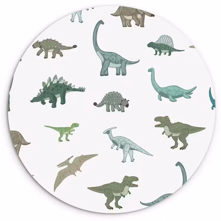 Dino - Groen - Jongens - Dinosaurus - Blauw Wandcirkel kunststof plaat 5mm dik klein -3d