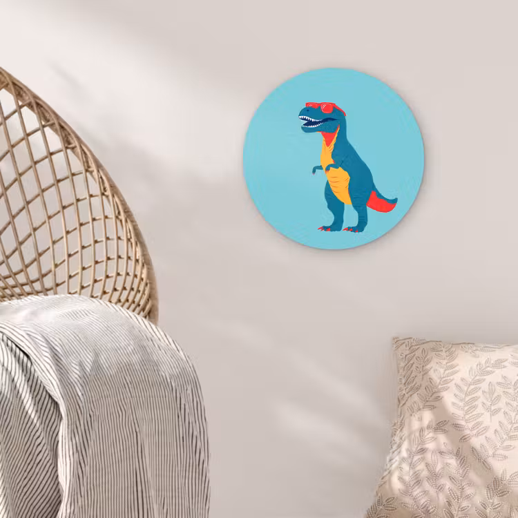 Dinosaurus - Blauw - Zonnebril Wandcirkel kunststof plaat 5mm dik klein -sfeer5