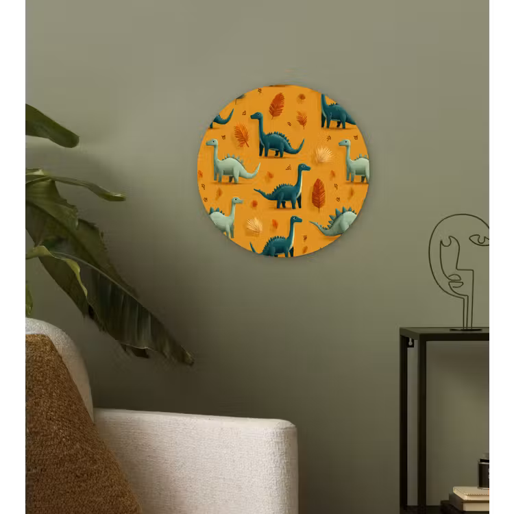 Dinosaurussen - Stekels - Herfstbladeren - Bruin Wandcirkel kunststof plaat 5mm dik klein -sfeer3