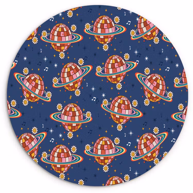 Disco - Blauw - Patroon Wandcirkel kunststof plaat 5mm dik klein 188 -3d