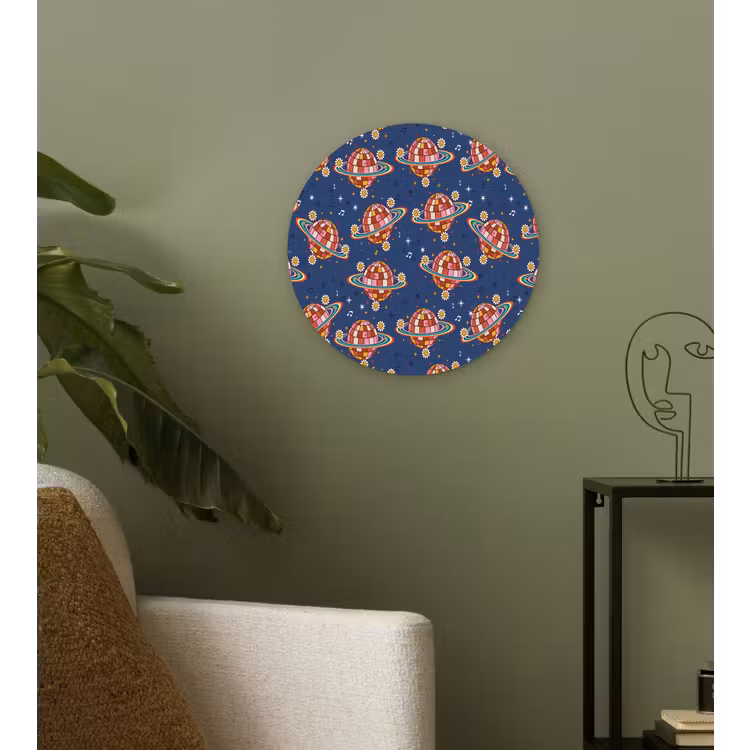 Disco - Blauw - Patroon Wandcirkel kunststof plaat 5mm dik klein 188 -sfeer3